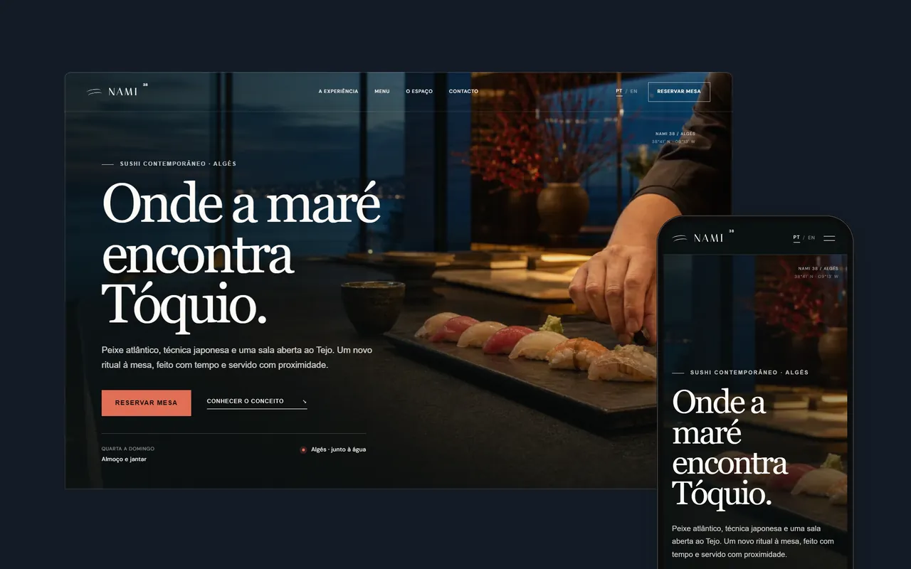 O site NAMI 38 num computador e num telemóvel