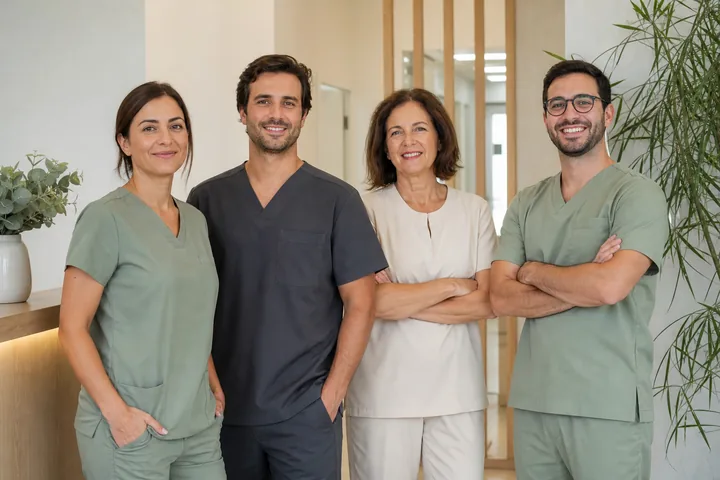 Equipa clínica fictícia da Clínica Oris