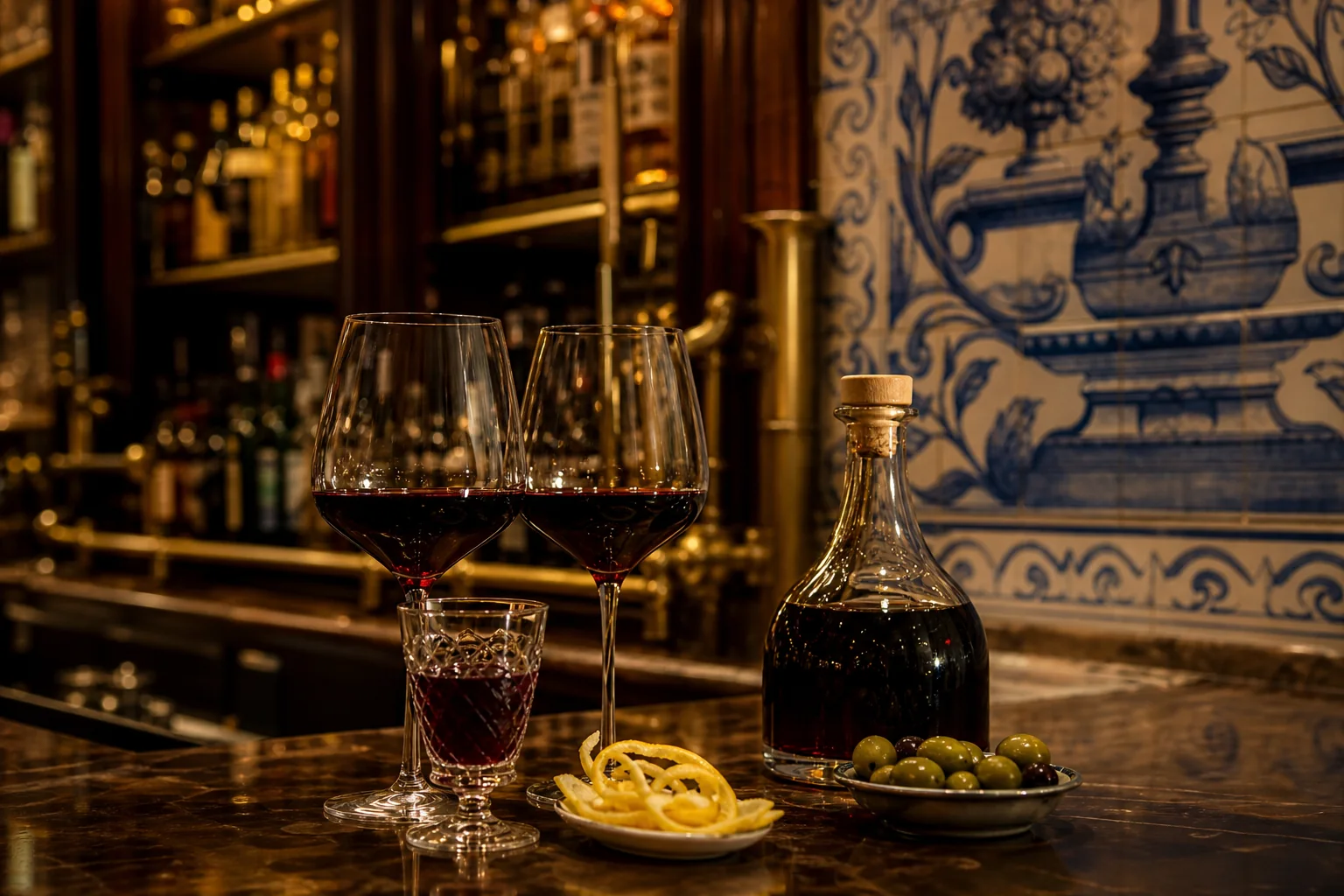 Vinhos portugueses, aguardentes e copos com história.